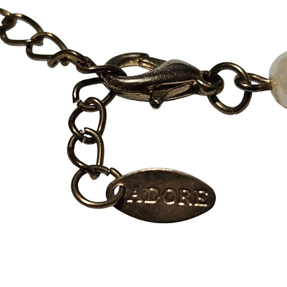 Adore Elegant Gold Tone Faux Pearl Heart Beaded Charm Bracelet Jewelry Women - Picture 2 of 5